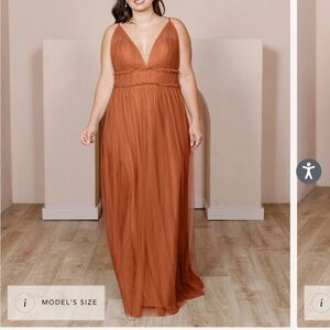 Revelry Alma Tulle Dress in Rust